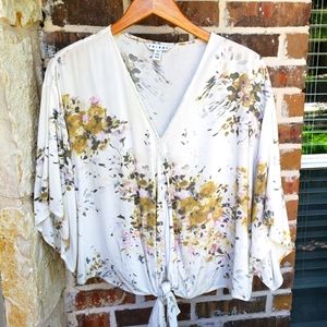 Kimono style top tie front v nk